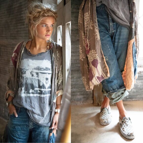 Magnolia Pearl Good Fortune Opulence French Cotton Kimono OSFM - Picture 10 of 10